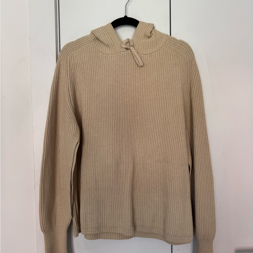 MARIA MCMAUS Women's Cashmere Cream Knit Sweater Hoodie